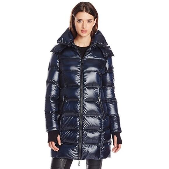 BCBGMaxazria Metallic Sapphire Down Puffer Coat | Women's XS - Picture 2 of 16
